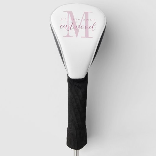Eleganter Schriftname Rosa Monogramm Golf Headcover (Vorderseite)