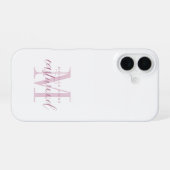 Eleganter Schriftname Rosa Monogramm iPhone 16 Hülle (Rückseite (Horizontal))