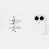 Eleganter Schriftname Rosa Schwarzes Monogramm iPhone 16 Hülle (Rückseite (Horizontal))
