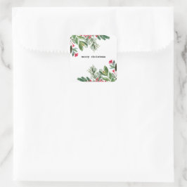 Eleganter Schriftsteller Weihnachten Foliage Holly Quadratischer Aufkleber