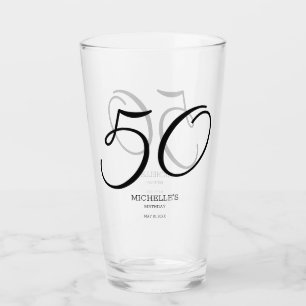 Eleganter Schriftzug Name Datum 50. Geburtstag Glas