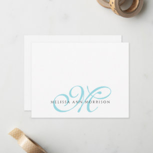 Eleganter Schriftzug Name Türkises Monogramm Mitteilungskarte