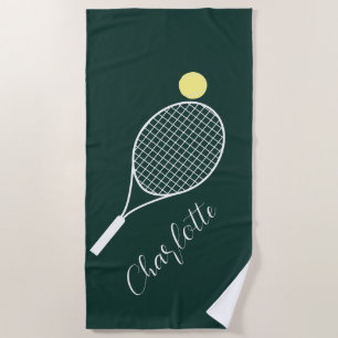 Eleganter Schriftzug Spieler Name Tennisclub Grün Strandtuch
