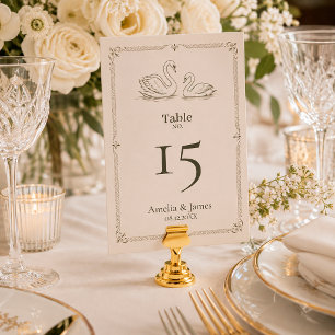 Eleganter Schwan Alte Hochzeit im Geldadel-Stil Tischnummer