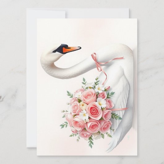 Eleganter Schwan mit Rosen Ankündigung (Vorderseite)