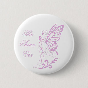 Eleganter Schwan mit Schmetterlingsflügeln Button