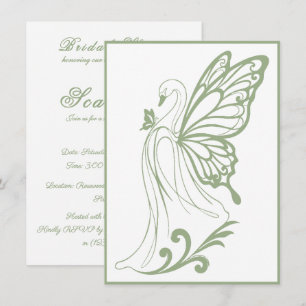 Eleganter Schwan mit Schmetterlingsflügeln in Sage Einladung