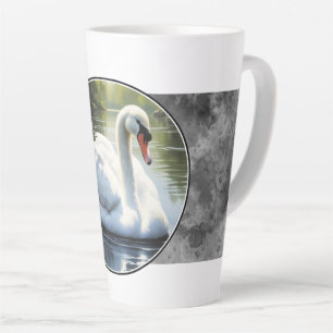 Eleganter Schwan schwimmt im Wasser Milchtasse
