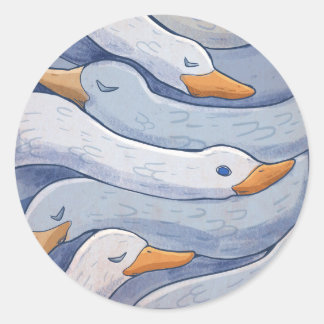 Eleganter Schwan - Tiermuster-Illustration Runder Aufkleber