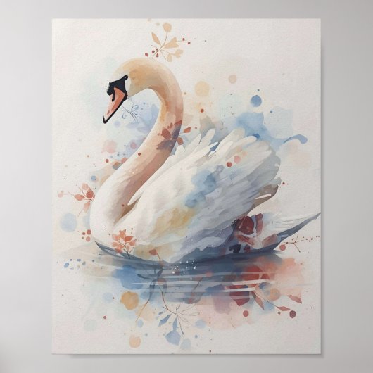 Eleganter Schwan Wasserfarben-Wandkunst Poster (Vorne)