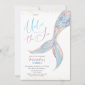 Eleganter Schwanz Wasserfarbe Meerjungfrau unter 4 Einladung (Vorderseite)