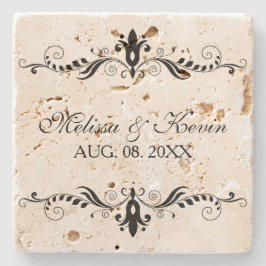 Eleganter Schwarz-Floral-Spitzen-Wirbel Steinuntersetzer