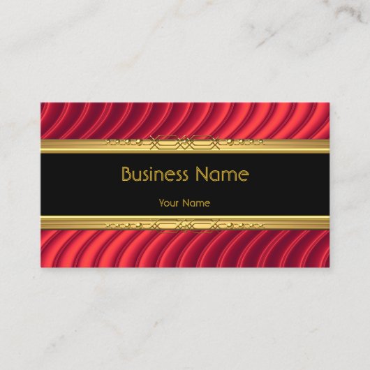 Eleganter schwarz-gelber Gold Deep Red Visitenkarte (Vorderseite)