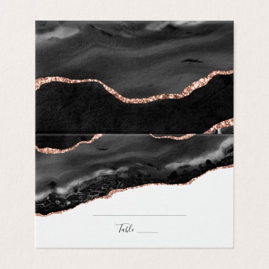 Eleganter Schwarz-Glitzer-Platzkarte (Außenseite Aufgefaltet)