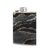 Eleganter Schwarz-Gold-Agate-Marmor Flachmann (Links)