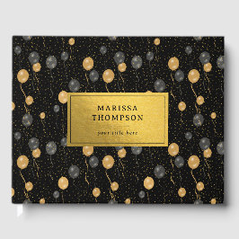 Eleganter Schwarz & Gold-Ballons-Sake Gästebuch