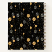 Eleganter Schwarz & Gold-Ballons-Sake Notizblock (Rückseite)