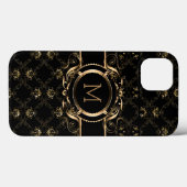 Eleganter Schwarz & Gold Barockrahmen Case-Mate iPhone Hülle (Rückseite (Horizontal))