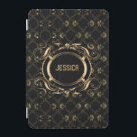 Eleganter Schwarz & Gold Barockrahmen iPad Mini Hülle<br><div class="desc">Eleganter schwarz-goldfarbener Rahmen Barockstil mit anpassbarem Monogramm. Wenn Sie Hilfe bei der Anpassung eines meiner Designs benötigen,  kontaktieren Sie ArtOnWear Designer. Kostenlose Textformatierung mit Live-Hilfe auf Anfrage.</div>