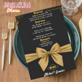 Eleganter Schwarz-Gold Bow individuell anpassbare Menükarte