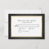 Eleganter Schwarz-Gold-Damask mit Monogram-UAWG RSVP Karte (Rückseite)