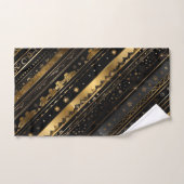 Eleganter Schwarz-Gold-Diagonal gestreift Badhandtuch Set (Handtuch)