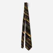 Eleganter Schwarz-Gold-Diagonal gestreift Krawatte (Rückseite)