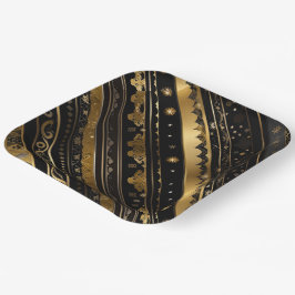 Eleganter Schwarz-Gold-Diagonal gestreift Pappteller