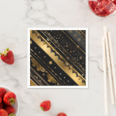Eleganter Schwarz-Gold-Diagonal gestreift Serviette (Beispiel)