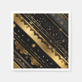 Eleganter Schwarz-Gold-Diagonal gestreift Serviette