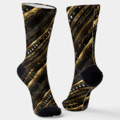 Eleganter Schwarz-Gold-Diagonal gestreift Socken (Gewinkelt)
