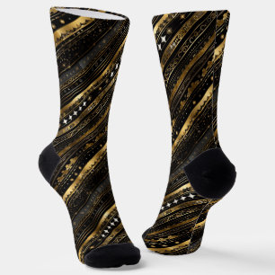 Eleganter Schwarz-Gold-Diagonal gestreift Socken