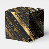 Eleganter Schwarz-Gold-Diagonal-Würfel Geschenkschachtel (Vorderseite)
