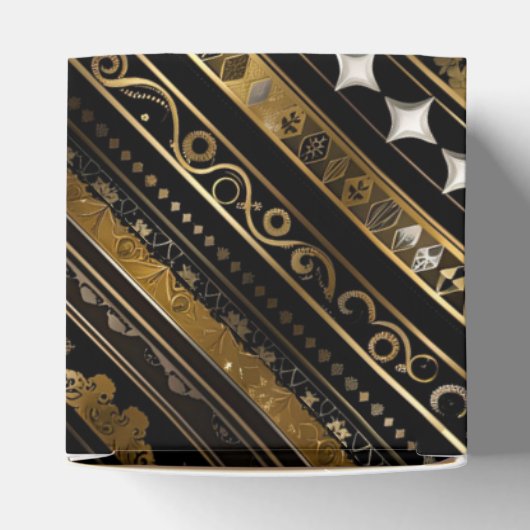 Eleganter Schwarz-Gold-Diagonal-Würfel Geschenkschachtel (Oben)