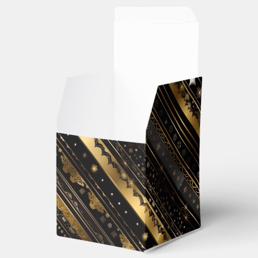 Eleganter Schwarz-Gold-Diagonal-Würfel Geschenkschachtel (Geöffnet)