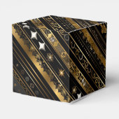 Eleganter Schwarz-Gold-Diagonal-Würfel Geschenkschachtel (Rückseite)