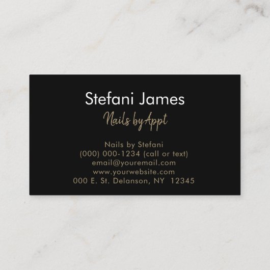 Eleganter Schwarz-Gold Foil Tiger Pinselstrich Visitenkarte (Rückseite)