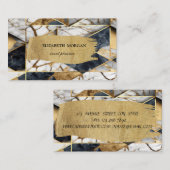 Eleganter Schwarz-Gold Geometrischer Marmorbrush S Visitenkarte (Vorne/Hinten)