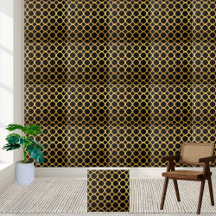 Eleganter Schwarz-Gold-Geometrisches Muster - Tile