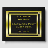 Eleganter Schwarz-Gold-Gerahmter Abschluss Gästebuch (Vorderseite)