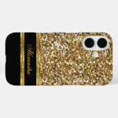 Eleganter Schwarz-Gold-Glitzer Case-Mate iPhone Hülle (Rückseite (Horizontal))