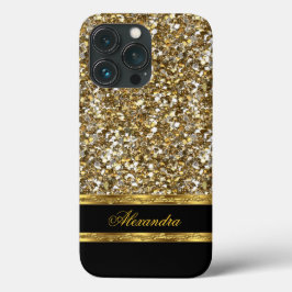 Eleganter Schwarz-Gold-Glitzer Case-Mate iPhone Hülle