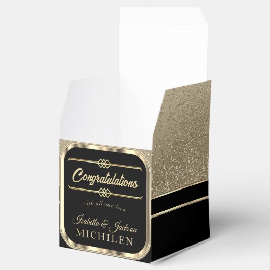 Eleganter Schwarz-Gold-Glitzer Geschenkschachtel (Geöffnet)