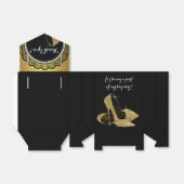Eleganter Schwarz-Gold Glitzer High Heel Shoe Geschenkschachtel (Ungefaltet)