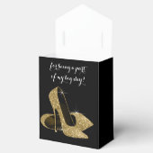 Eleganter Schwarz-Gold Glitzer High Heel Shoe Geschenkschachtel (Geöffnet)