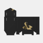 Eleganter Schwarz-Gold Glitzer High Heel Shoe Geschenkschachtel (Ungefaltet)