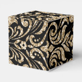 Eleganter Schwarz-Gold-Imitat-Glitzer Hochzeit Geschenkschachtel (Rückseite)