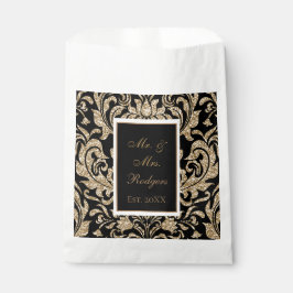 Eleganter Schwarz-Gold-Imitat-Glitzer Hochzeit Geschenktütchen