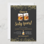 Eleganter Schwarz-Gold-Mann Erwachsene jedes Alter Einladung (Vorderseite)