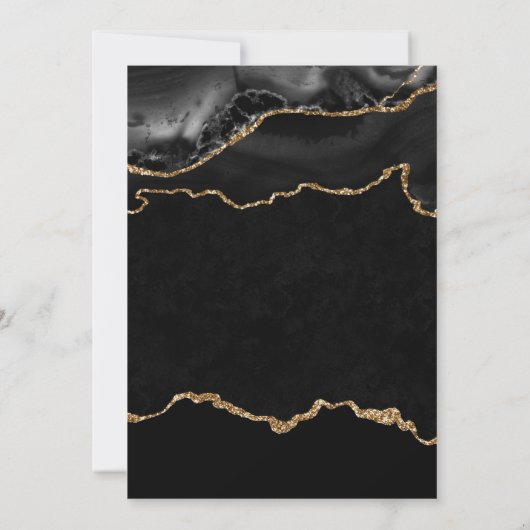 Eleganter Schwarz-Gold-Marmor-Agate-Abschluss Einladung (Rückseite)